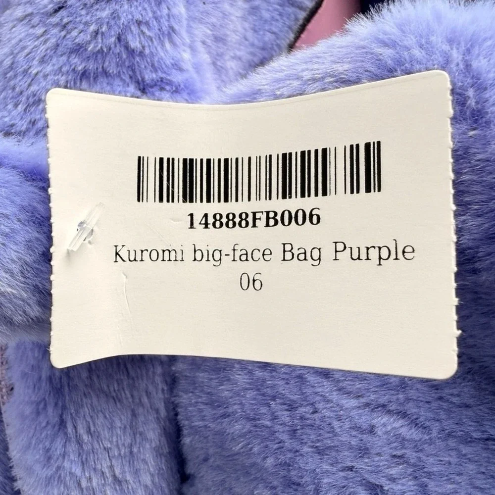 Sanrio Kids Kuromi Big Face Bag Purple Plush Faux Fur Tote Handbag Cosplay Goth